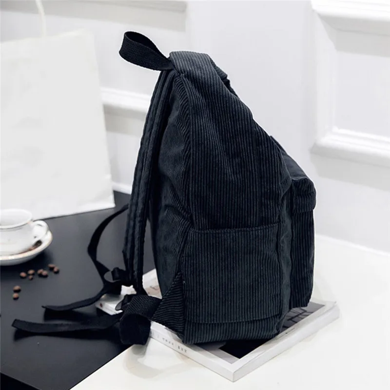 

Style Soft Fabric Backpack Female Corduroy Design School Backpack For Teenage Girls Striped Backpack Women Velvet Screen