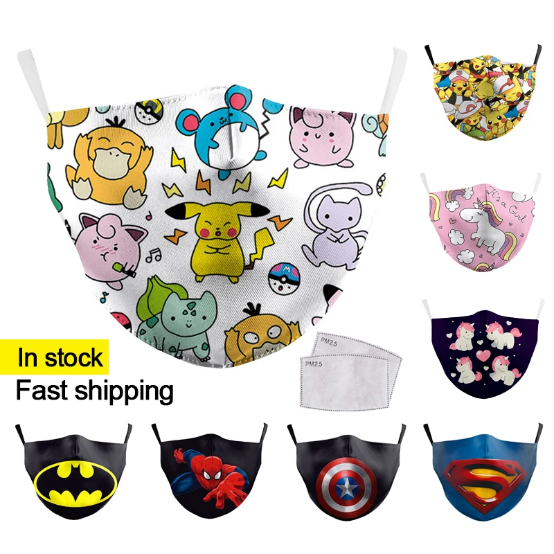 Детские маски для лица маска с принтом аниме моющаяся детская мультяшная милая