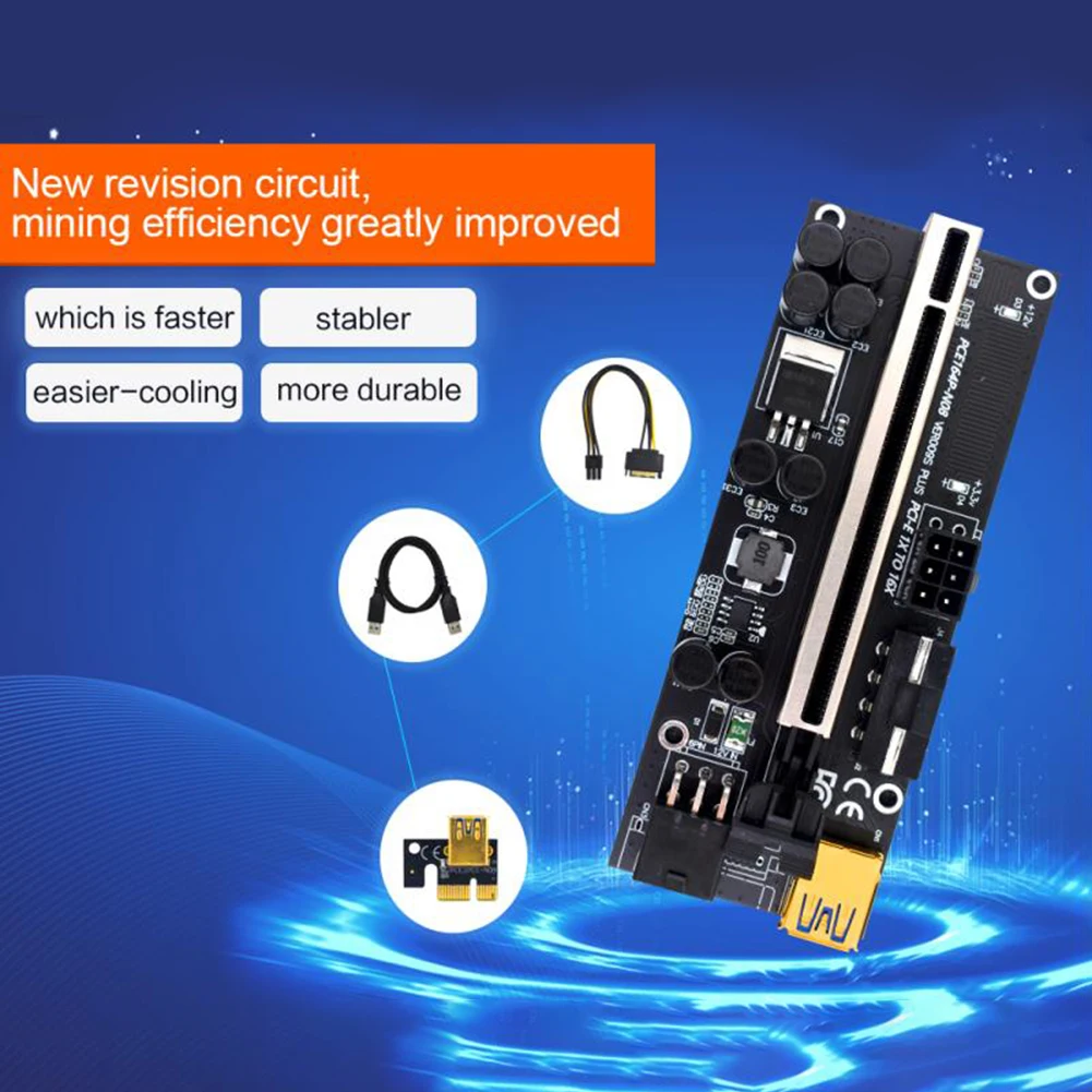 6 шт. VER009S Plus USB3.0 PCI-E Riser 009S PLUS Express X1 до X16 удлинитель USB 3 0 кабель SATA 15 контактов