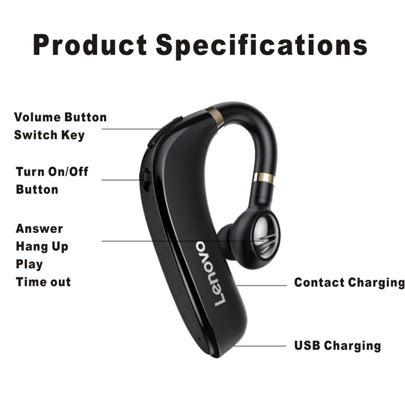 Bluetooth-наушники Lenovo HX106 с ушным крючком IPX5 5 0 дюйма | Электроника