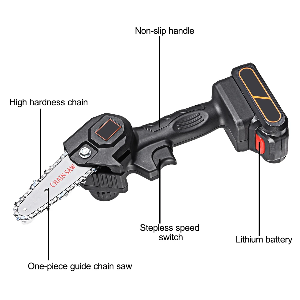 

24V 550W 4 Inch Mini Electric Chain Saw With Battery For Fruit Tree Woodworking Cutters Pruning handed Garden Tool Rechargeable
