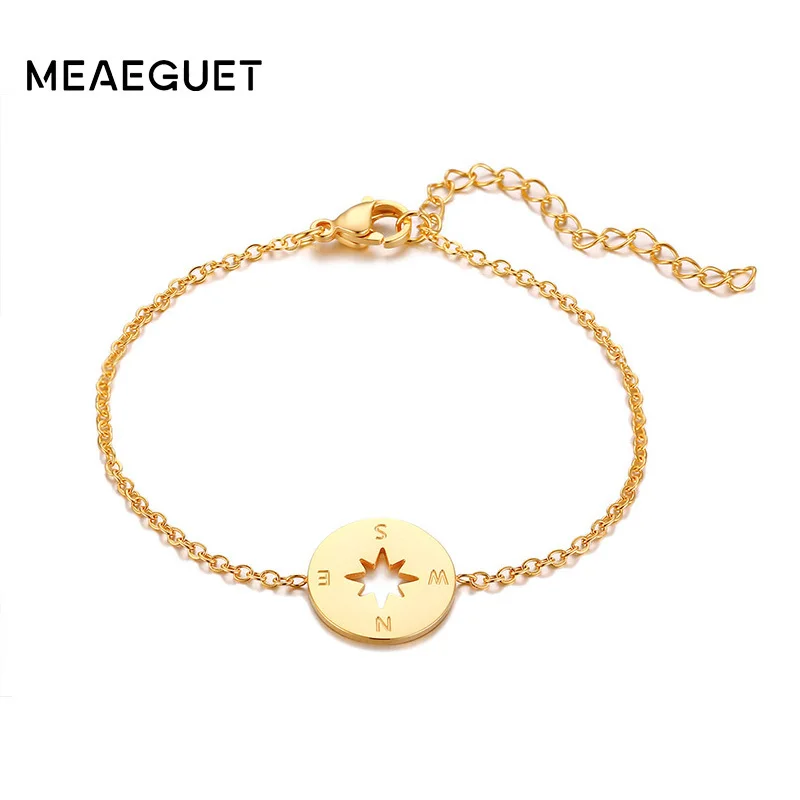 Золотой браслет с компасом Femme BFF ювелирные изделия для путешествий Pulseras Mujer