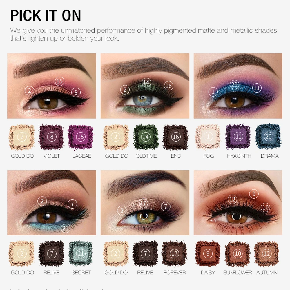 

O.TWO.O Darling Eyeshadow Palletes 21 Colors Ultra Fine Powder Pigmented Shadows Glitter Shimmer Makeup Eye Shadow Palette