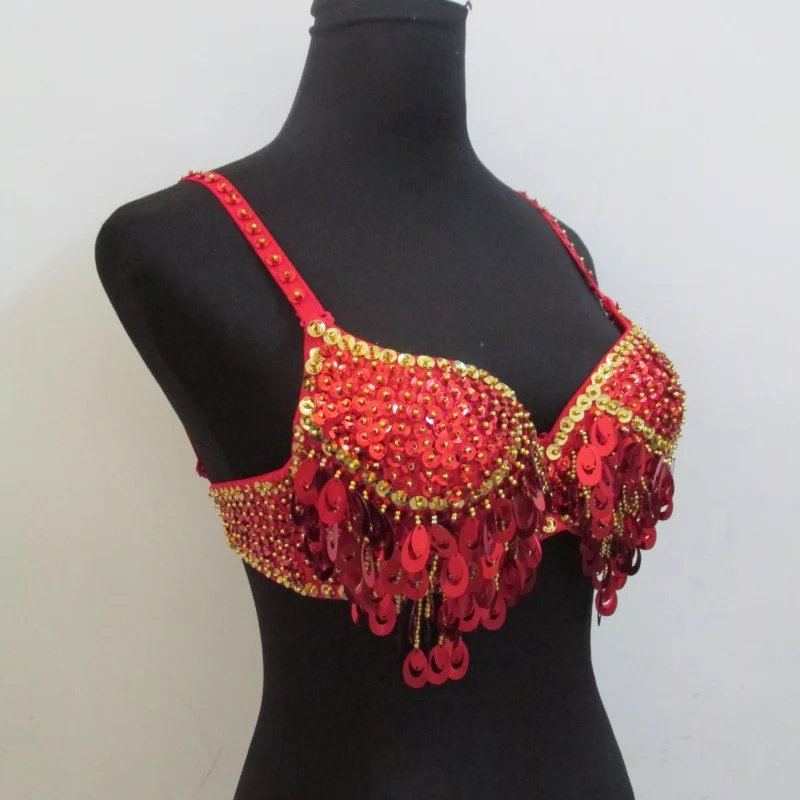 Sexy Women Belly Dance Costume Top Bra Sequins Beads Bells Party Club Bralet Crop top Nightclub DJ Dancewear tops* | Тематическая