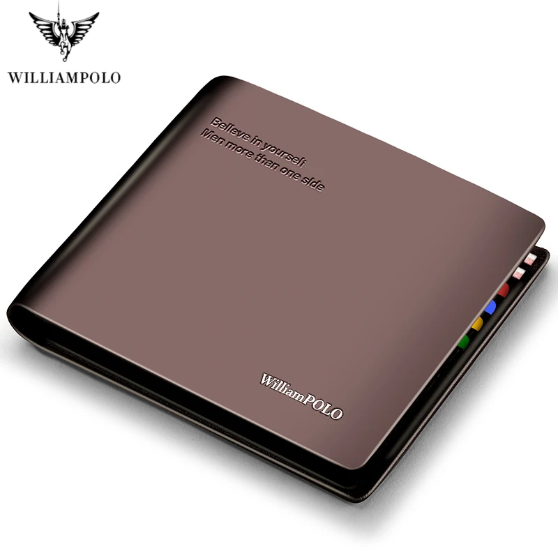 

WILLIAMPOLO Mens Wallet Short Slim Credit Card Holder Bifold Genuine Leather Multi Card Case Slots Cowhide Leather Wallet