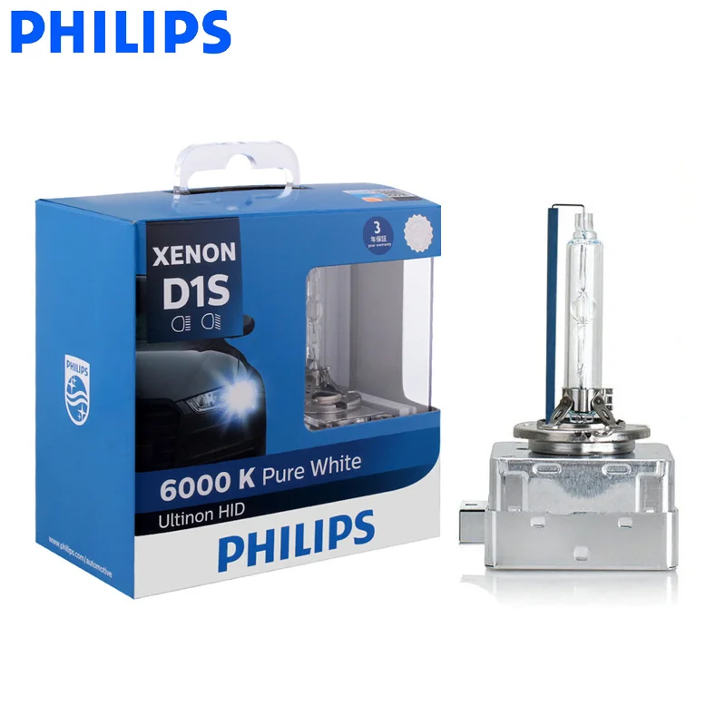 Philips Original D1S 85410WX 35W Xenon Ultinon HID 6000K Bright White Light Car Upgrade Headlight Lamps Flash Quick Start Pair | Автомобили