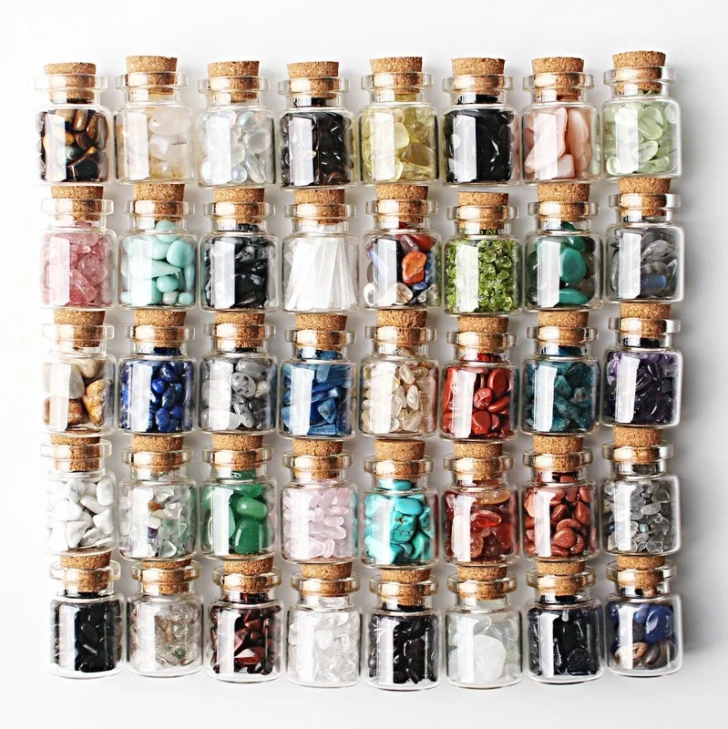 1 шт. стеклянная бутылка с натуральными кристаллами гравия Желая рок чипы упали