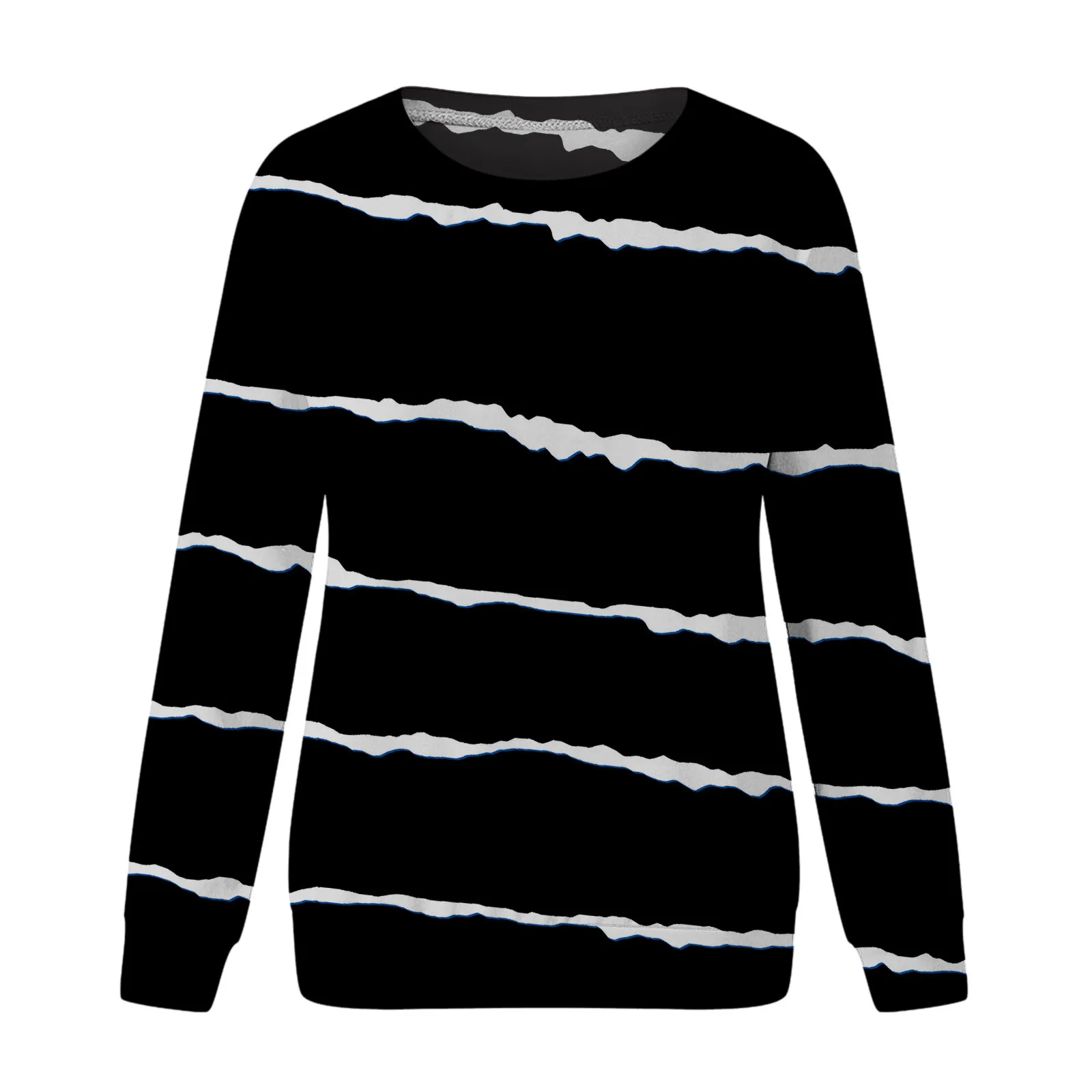 Simple Stripe Splicing Printed Sweatshirts For Women Fashion Unisex O-neck Long Sleeve Pullover Hoodies Mulheres Sweetshirts
