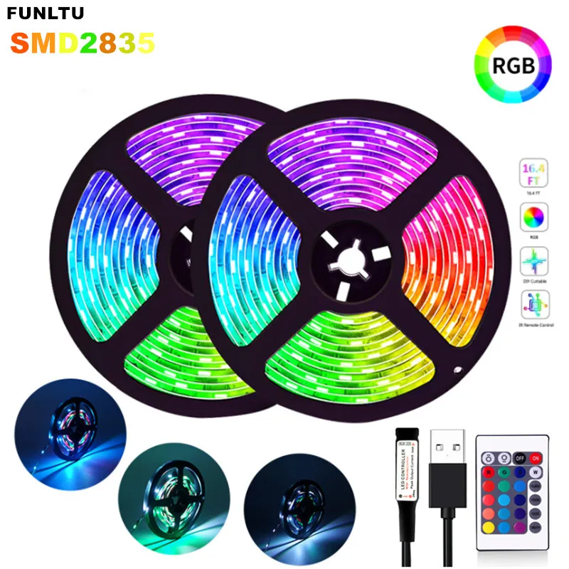 USB RGB LED Strip Light Flexible Decoration Lighting Remote Controller Ribbon Lamp For FestivalParty Bedroom TVBackLight