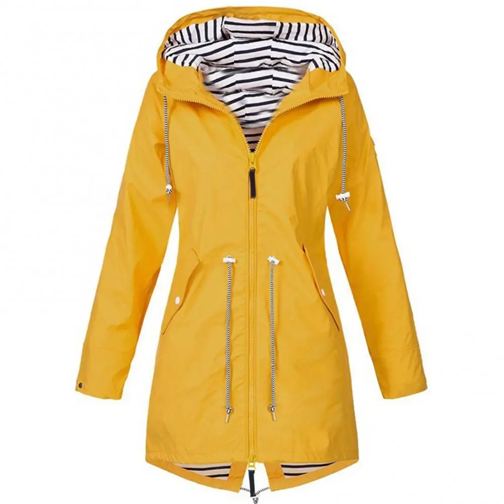 

Fashion Women Winter Solid Color Drawstring Hooded Zipper Jacket Outdoor Coat