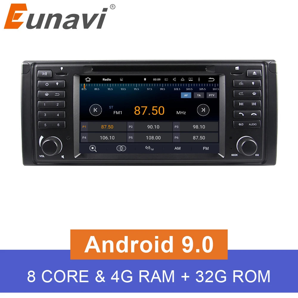 Eunavi Восьмиядерный Android 9 0 1 Din 4G ram 32G rom автомобильный dvd плеер gps navi Радио стерео для