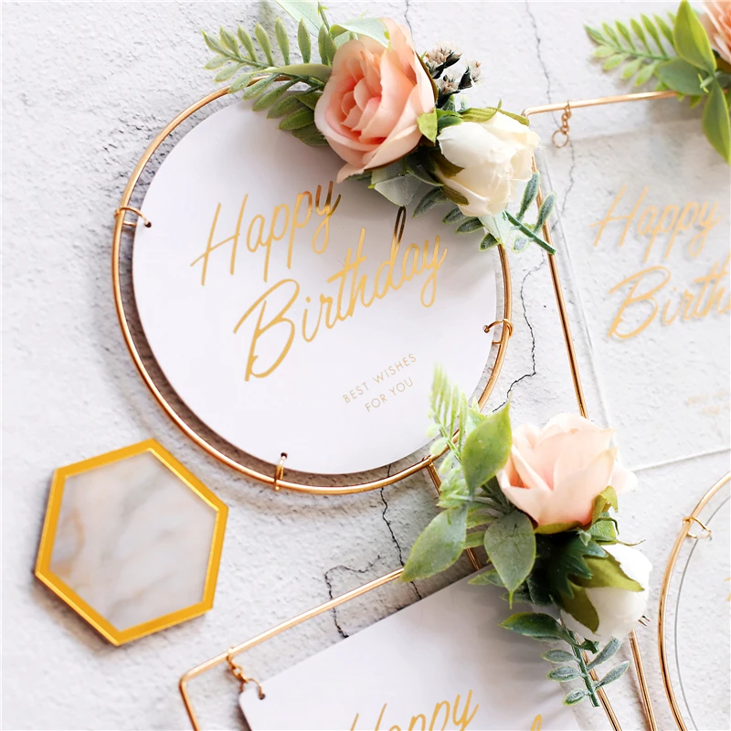 INS цветочная гирлянда металлические украшения для торта на день рождения