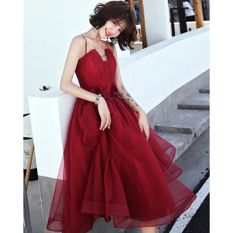 Это Yiiya выпускное платье цвета Бургунди чай Длина vestidos de gala элегантного размера плюс Бургундия Слинг платье для женщин вечерние LF069