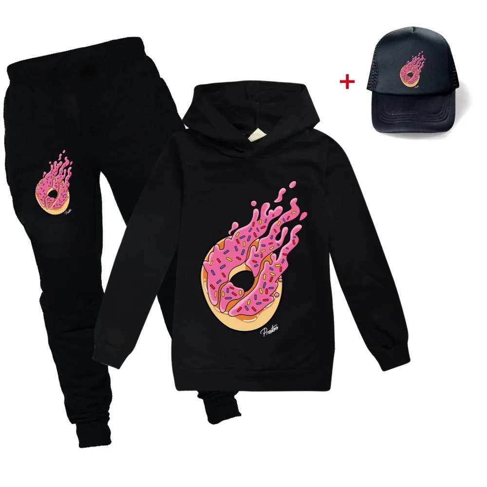 

Kids New PRESTON Playz School Party Sports outdoor Leisure Trend 3PCS Suit Spring Autumn Summer Sweater Pants+Hat Boy Girl Suit