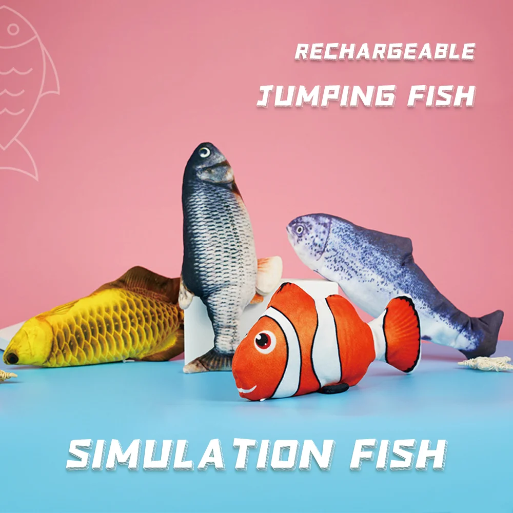 

Cat Toys Simulation Fish USB Electric Charging 3D Fish Chew Molar Bite Resistant Dancing Jumping Moving Wagging Catnip Toy