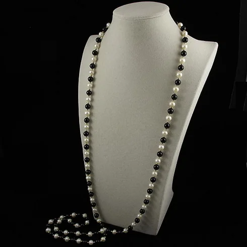 Новейшая модель Terisa с натуральным жемчугом длинное ожерелье из черного агата 3 мм
