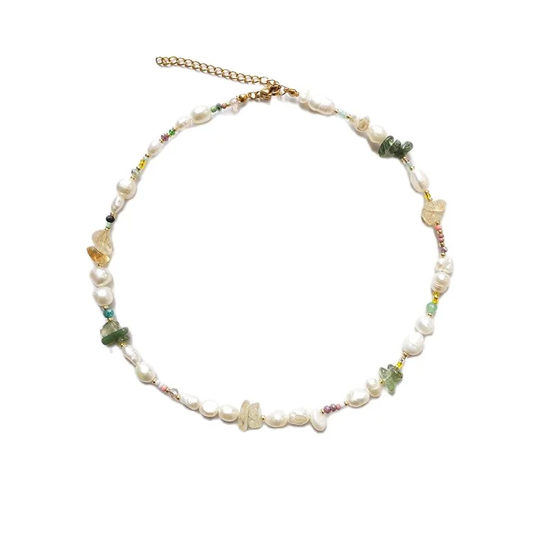 Женское Ожерелье с натуральным жемчугом Пляжное колье бусинами лето 2021 |