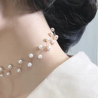 new beads womens necklace kpop gold pearl necklace sweet and cute simple versatile pearl short chain 2022 new personality jewel