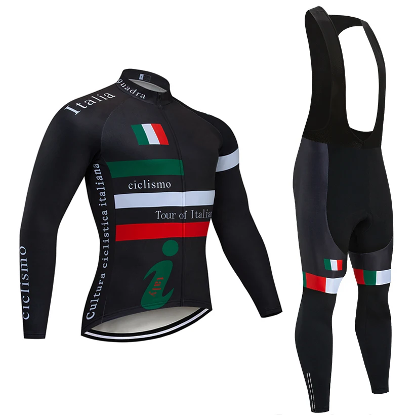 

Winter 2021 ITALIA TEAM Long sleeves Cycling JERSEY Bike Pants set mens Ropa Ciclismo Thermal Fleece bicycling Maillot Culotte