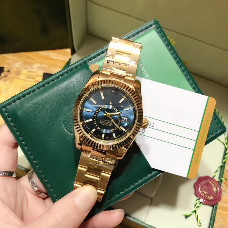 

Luxury Brand Watch Fashion Gift Business Quartz Gold Watches Mens Original Designer Classic Swiss SKY Wristwatch