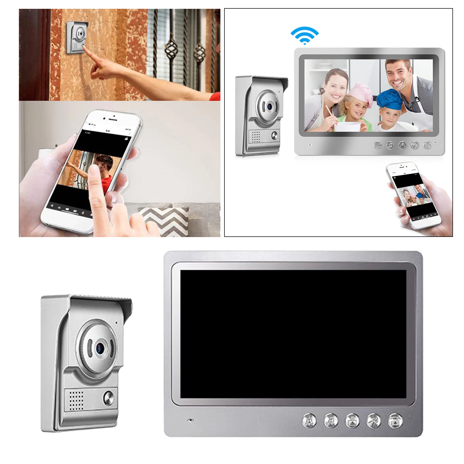 

9 Inch Color LCD Monitor Video Intercom System Door Phone Waterproof Doorbell