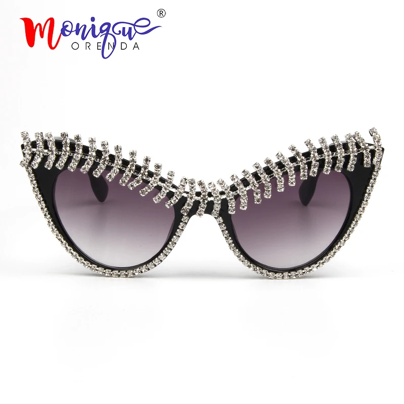 2019 Винтажные Солнцезащитные очки женские кошачий Глаз Модные со стразами