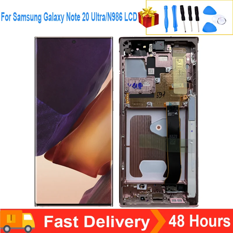 

6,9 ''оригинальный AMOLED ЖК-дисплей для Samsung Galaxy Note 20 Ultra N986F N986B дисплей сенсорный экран с рамкой дигитайзер в сборе