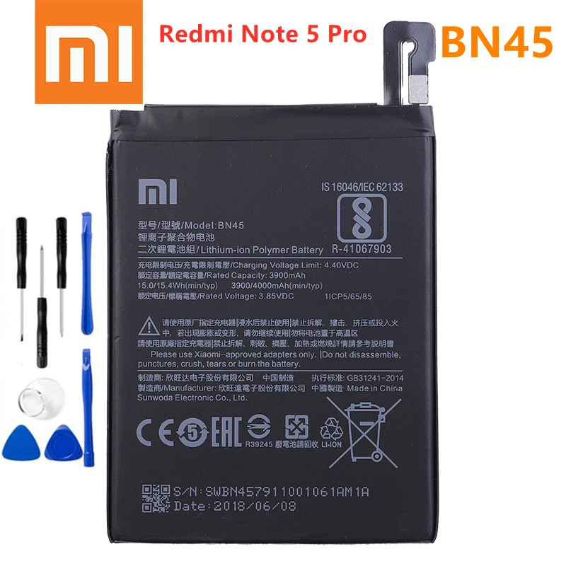Оригинальный аккумулятор Xiao mi 100% BN45 4000 мАч для Xiaomi Redmi Note 5 Note5 высококачественные