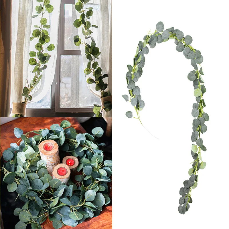 Эвкалипта листья растений гирлянда искусственный цветок глицинии лозы шелк