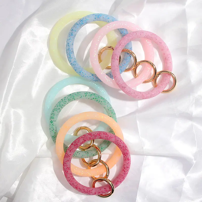 JJFOUCS модный разноцветный силиконовый браслет петля круглая застежка брелок для