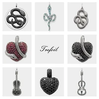 snake heart violin pendants fit necklace brand new fine fashion jewelry 925 sterling silver trendy lucky gift for women girls