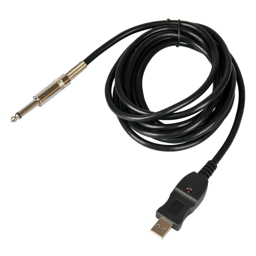 

300cm Guitar Bass 1/4'' 6.3mm To USB Connection Instrument Cable Adapter