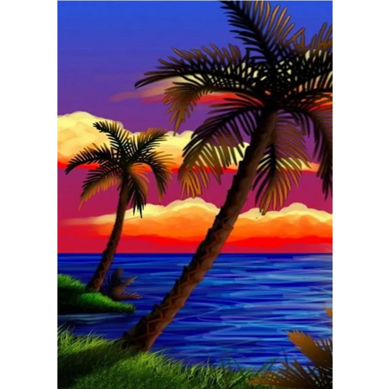 Алмазная 5D мозаика сделай сам закат пейзаж дерево вышивка крестиком украшение