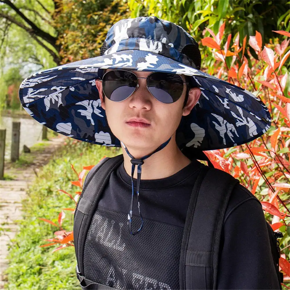 

Unisex Fishing Cap Hat Big Space Quick-drying Fabric Fisherman Hat UV Protection Long Large Wide Brim Mesh Hiking Beach Wrap Hat