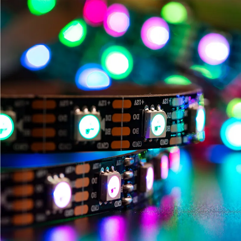 WS2815 DC12V RGB светодиодный Пиксели полосы светильник индивидуально адресуемых СВЕТОДИОДНЫЙ двойной сигнала синхро-адаптер длиной 1 м/5 м 30/60/144 Пиксели/светодиодный s/m светодиодный лента 12v