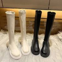 women thigh high boots women casual plush knee boots brand designer zip ladies leather long boots white mujer shoes 2021