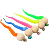 wiggly balls cat bell toys new cat chewing toys wooden ball wiggly tail bell sounding kitten bite chewing interactive plush cat