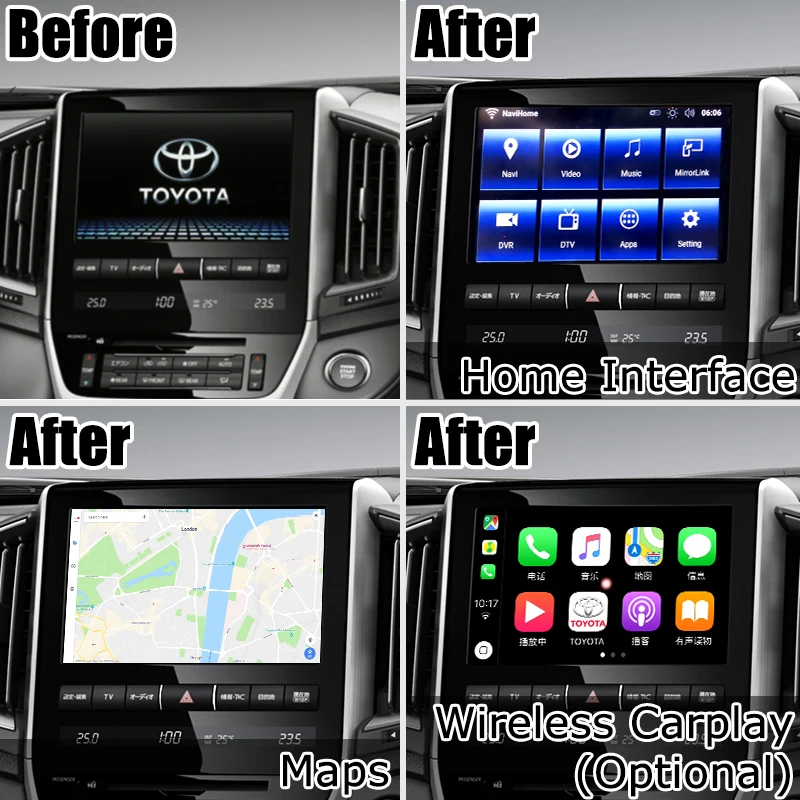 GPS навигационная приставка Carplay / Android для Toyota Crown 2015 2018 видеоинтерфейс 8 дюймов и т.