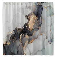 inches black golden marble shower curtain bathroom abstract stall ink texture home bath decors luxury art bathtub