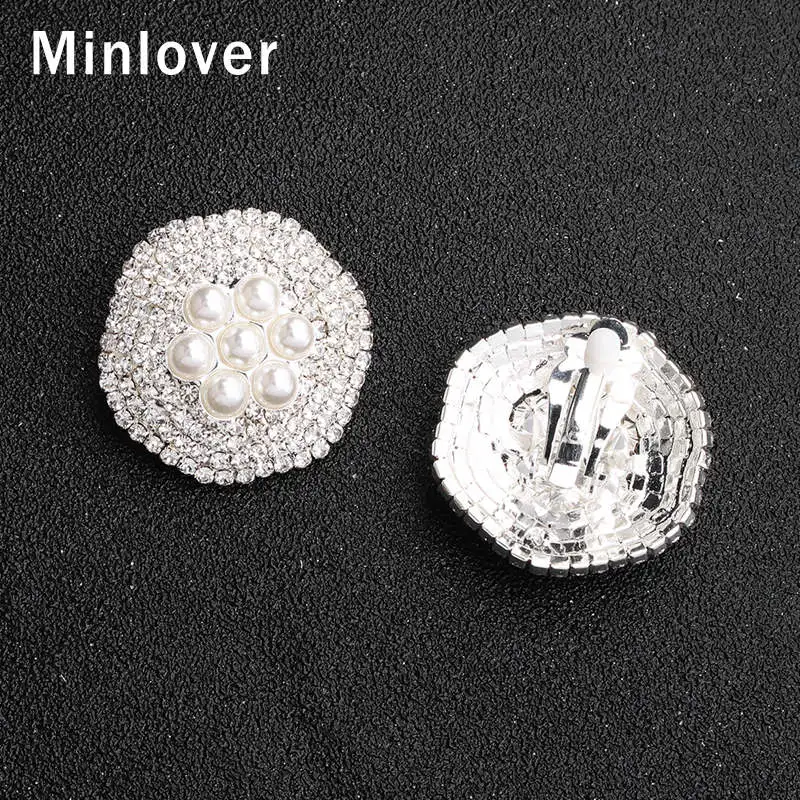 Minlover геометрические клипсы со стразами на серьги для женщин без пирсинга имитация жемчужная Сережка-шип свадебные серьги MEH1673