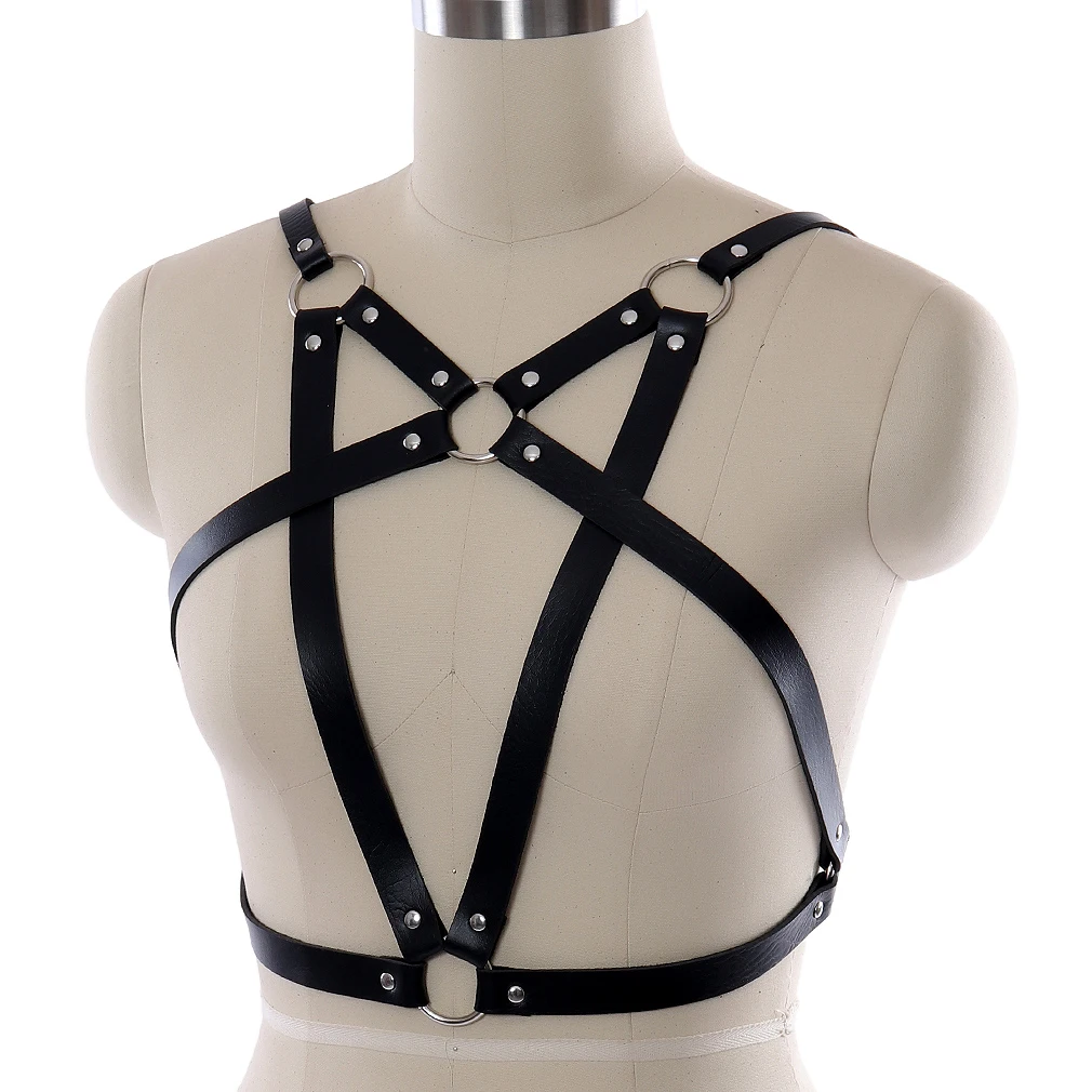 

Goth Accessories Black Harness Women Cage Top With Garter Belts Body Harness Bondage belts Leg Harness Goth Harness Lingerie