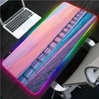 XGZ вышивка морской пейзаж розовый восход RGB Мышь Pad XXL компьютер Тетрадь ПК USB Красочный светодиодный геймер Коврик для клавиатуры игровой стол