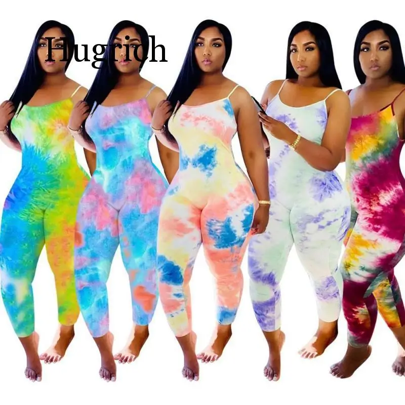 

2020 Summer Gradient Print Vest Jumpsuit For Women 5 Color Elegant Skinny Sexy Bodysuit Female Off Shoulder Overalls SLim