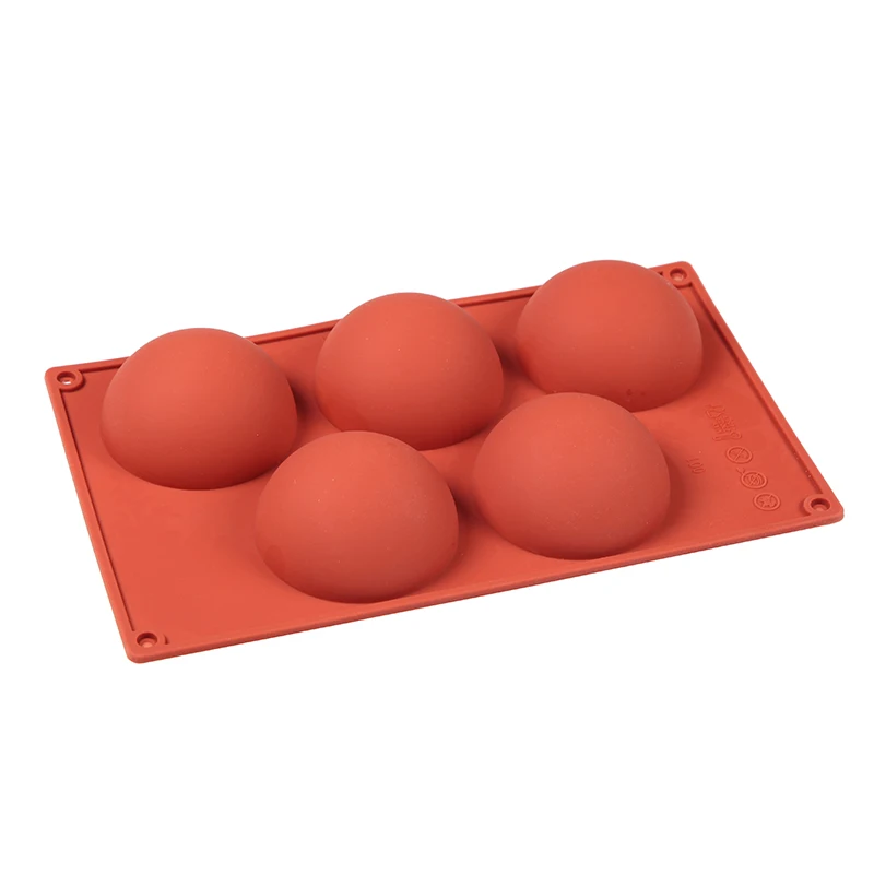 

5 Cavity Semi Sphere Silicone Mold Making Chocolate Cake Jelly Dome Mousse Trays Non-Stick Fondant Moulds Bakeware Tools