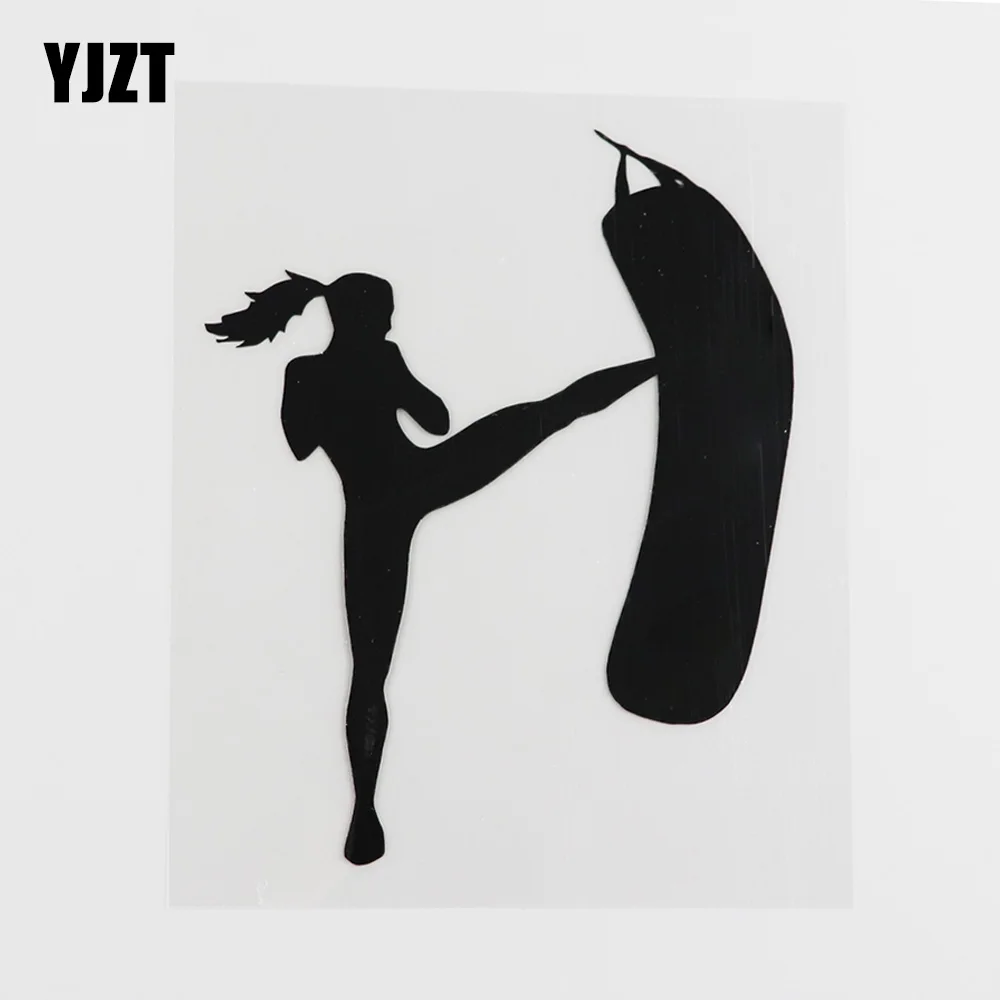 

YJZT 11,2 см x 13,8 см Виниловая Автомобильная наклейка с изображением спортивной фитнес-клубной Девушки черного/серебристого цвета 8A-0312