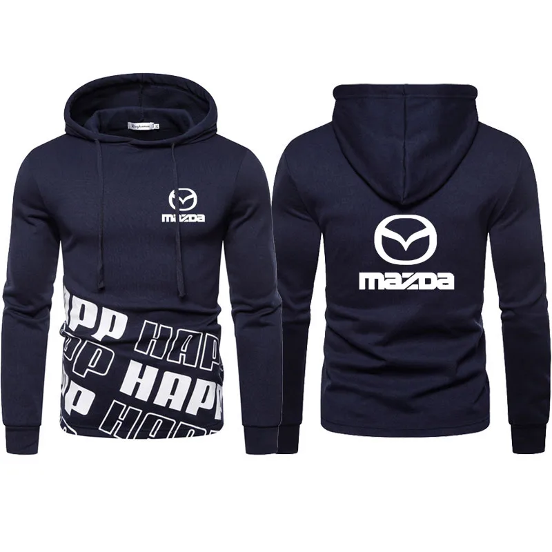 

Новинка, мужская толстовка с капюшоном, уличная одежда, молодежная жизнерадостная одежда, флисовая толстовка с логотипом автомобиля Mazda выс...