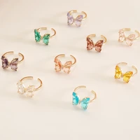 new fashion simple colorful zircon butterfly rings for women creative jewelry gifts