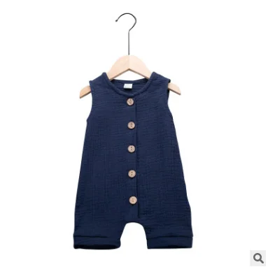 Детская одежда летние хлопковые и льняные цельные костюмы без рукавов для