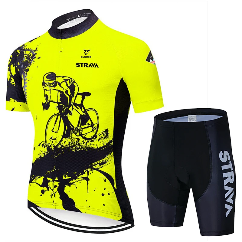 

STRAVA Racing Uniform Cycling Jersey Sets Summer Breathable Anti-UV Bike Bicycle Clothing MTB Bib Pants Maillot Ropa Ciclismo