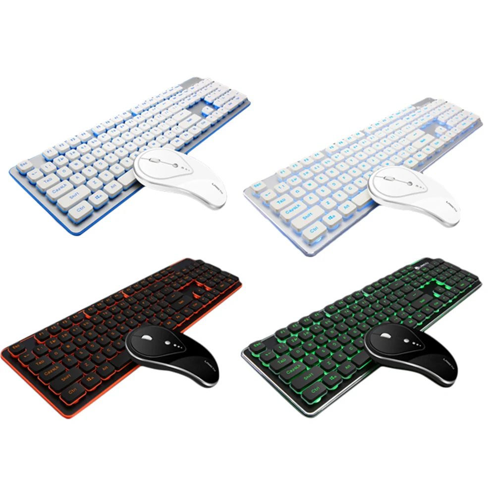 Беспроводная Bluetooth цветная клавиатура с подсветкой мышь комбо тихий Keystroke домашний рабочий стол компьютер Бесшумная Клавиатура тонкая мышь комплект